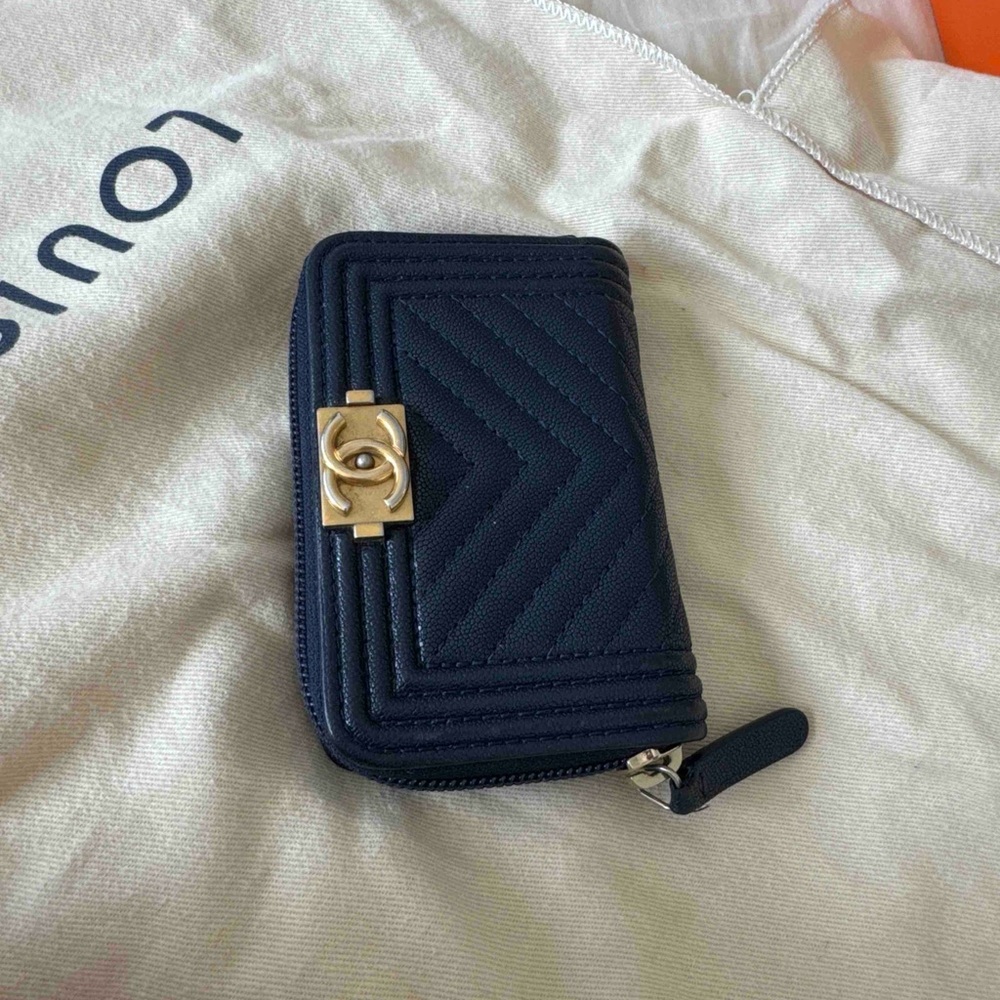 Chanel leboy wallet navy blue used